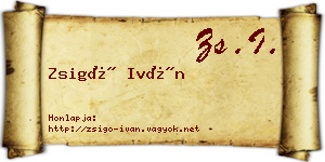 Zsigó Iván névjegykártya